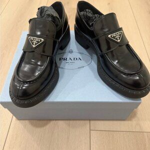 Prada Women’s Glossy Black Slip-On Loafers